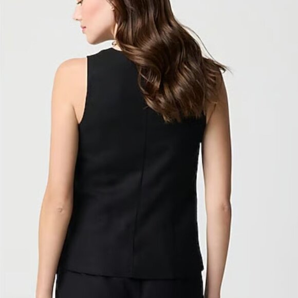J. Crew Linen Blend Button Front Lightweight Vest Black Size 10/M NWT - Picture 2 of 7